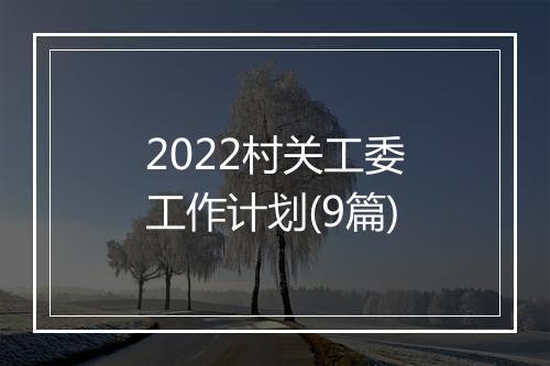 2022村关工委工作计划(9篇)