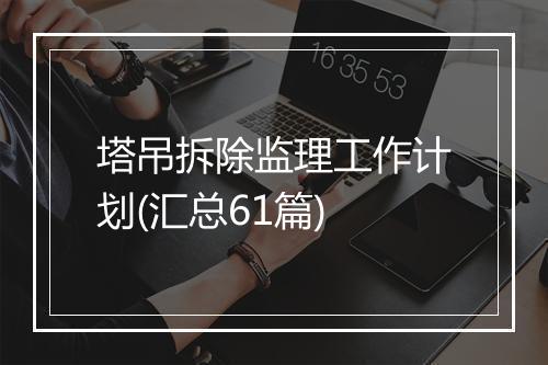 塔吊拆除监理工作计划(汇总61篇)