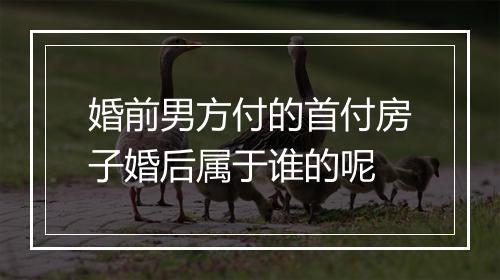 婚前男方付的首付房子婚后属于谁的呢