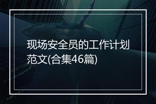 现场安全员的工作计划范文(合集46篇)