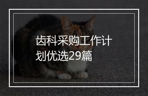 齿科采购工作计划优选29篇