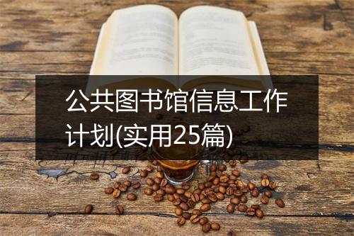 公共图书馆信息工作计划(实用25篇)