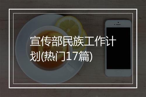 宣传部民族工作计划(热门17篇)