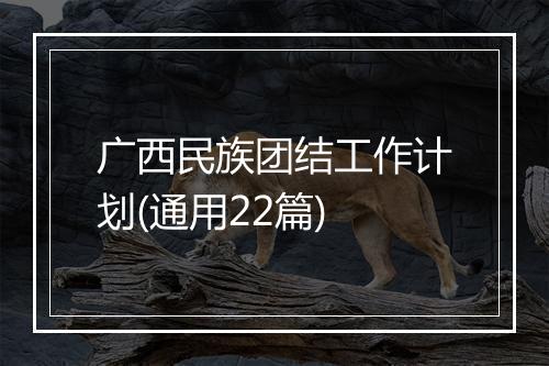 广西民族团结工作计划(通用22篇)