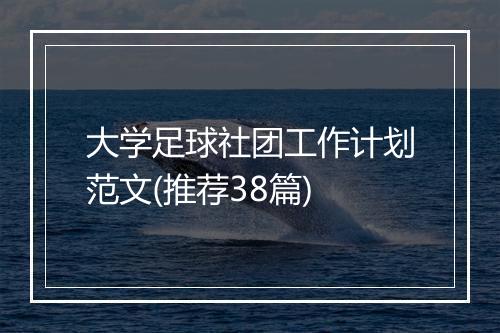 大学足球社团工作计划范文(推荐38篇)