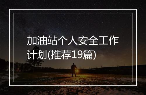 加油站个人安全工作计划(推荐19篇)