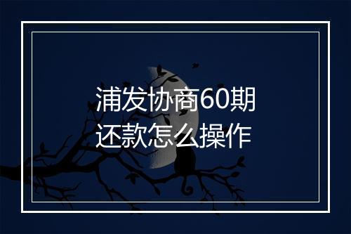 浦发协商60期还款怎么操作