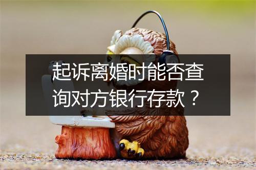 起诉离婚时能否查询对方银行存款？