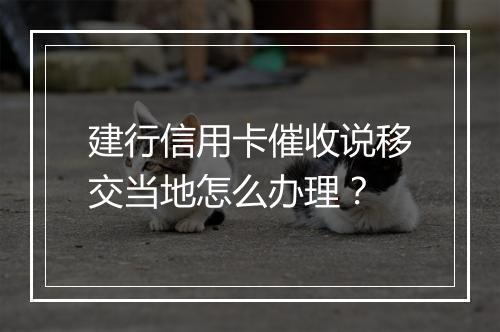 建行信用卡催收说移交当地怎么办理？