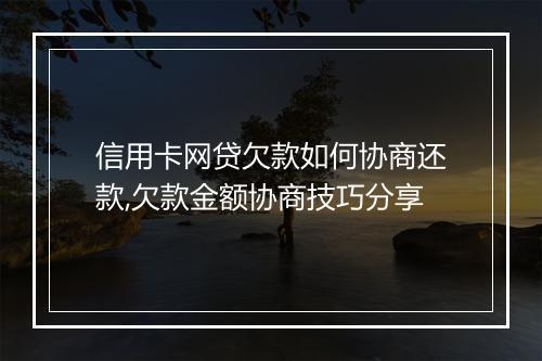 信用卡网贷欠款如何协商还款,欠款金额协商技巧分享