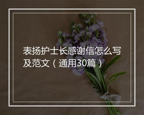 表扬护士长感谢信怎么写及范文（通用30篇）