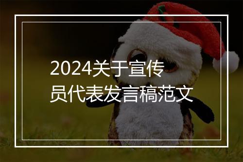 2024关于宣传员代表发言稿范文