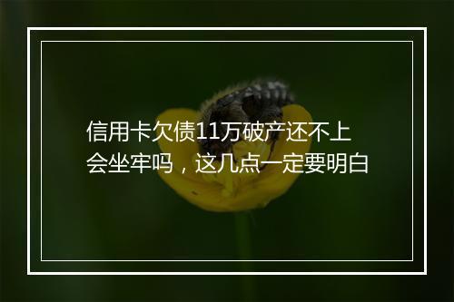 信用卡欠债11万破产还不上会坐牢吗，这几点一定要明白