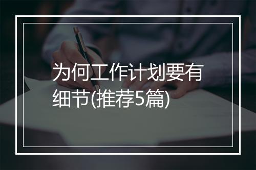 为何工作计划要有细节(推荐5篇)