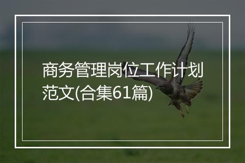 商务管理岗位工作计划范文(合集61篇)