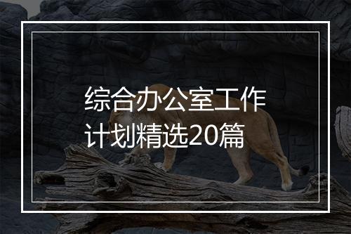 综合办公室工作计划精选20篇
