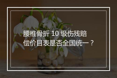 腰椎骨折 10 级伤残赔偿价目表是否全国统一？