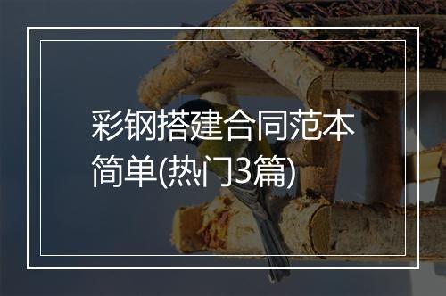 彩钢搭建合同范本简单(热门3篇)