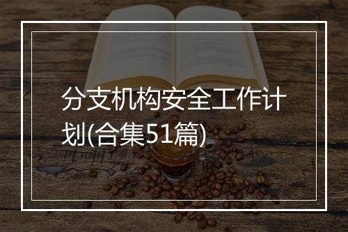 分支机构安全工作计划(合集51篇)