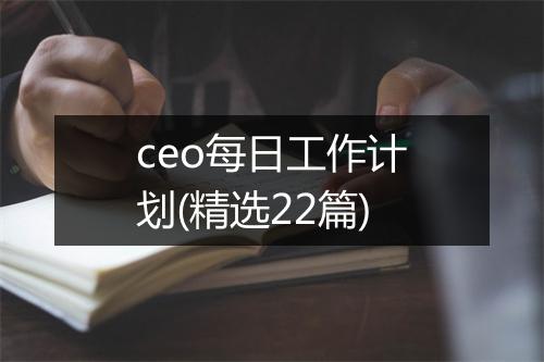 ceo每日工作计划(精选22篇)