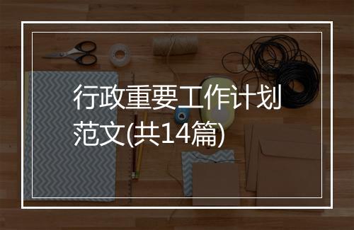 行政重要工作计划范文(共14篇)
