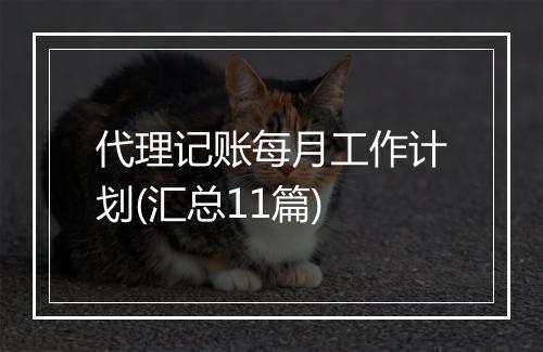 代理记账每月工作计划(汇总11篇)
