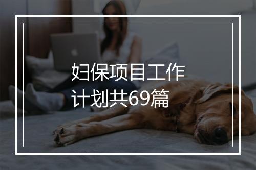 妇保项目工作计划共69篇