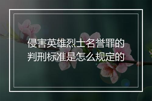 侵害英雄烈士名誉罪的判刑标准是怎么规定的