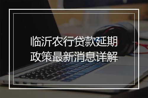 临沂农行贷款延期政策最新消息详解