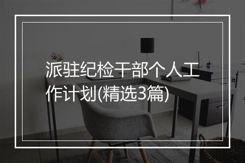 派驻纪检干部个人工作计划(精选3篇)