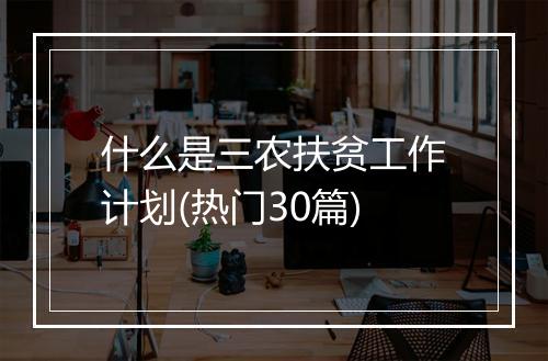 什么是三农扶贫工作计划(热门30篇)