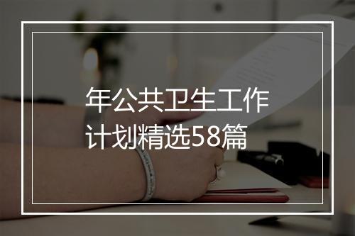 年公共卫生工作计划精选58篇