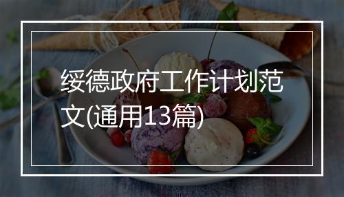 绥德政府工作计划范文(通用13篇)