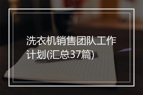 洗衣机销售团队工作计划(汇总37篇)
