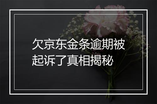欠京东金条逾期被起诉了真相揭秘