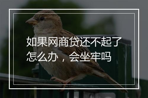 如果网商贷还不起了怎么办，会坐牢吗