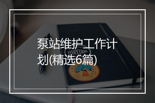 泵站维护工作计划(精选6篇)