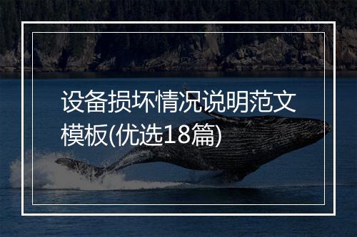 设备损坏情况说明范文模板(优选18篇)