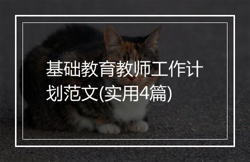 基础教育教师工作计划范文(实用4篇)