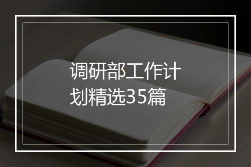 调研部工作计划精选35篇