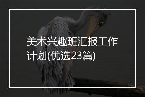 美术兴趣班汇报工作计划(优选23篇)