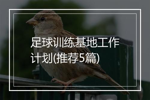 足球训练基地工作计划(推荐5篇)