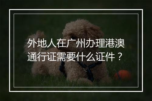 外地人在广州办理港澳通行证需要什么证件？
