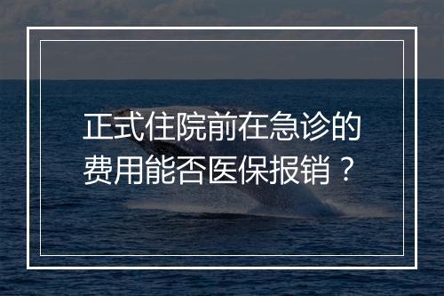 正式住院前在急诊的费用能否医保报销？
