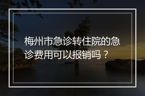 梅州市急诊转住院的急诊费用可以报销吗？