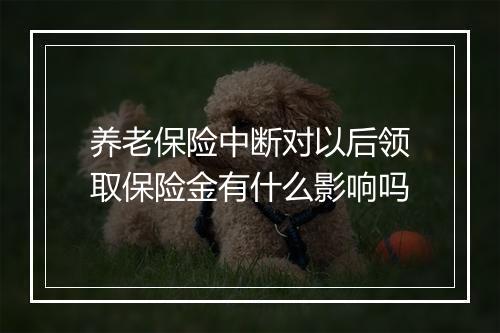 养老保险中断对以后领取保险金有什么影响吗