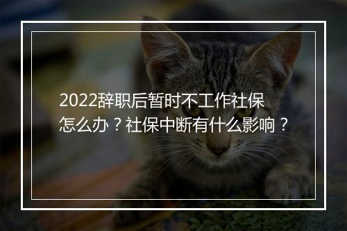 2022辞职后暂时不工作社保怎么办？社保中断有什么影响？