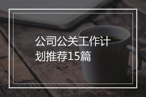公司公关工作计划推荐15篇