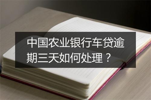 中国农业银行车贷逾期三天如何处理？
