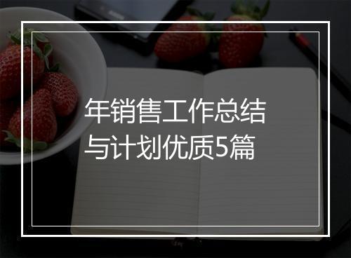 年销售工作总结与计划优质5篇